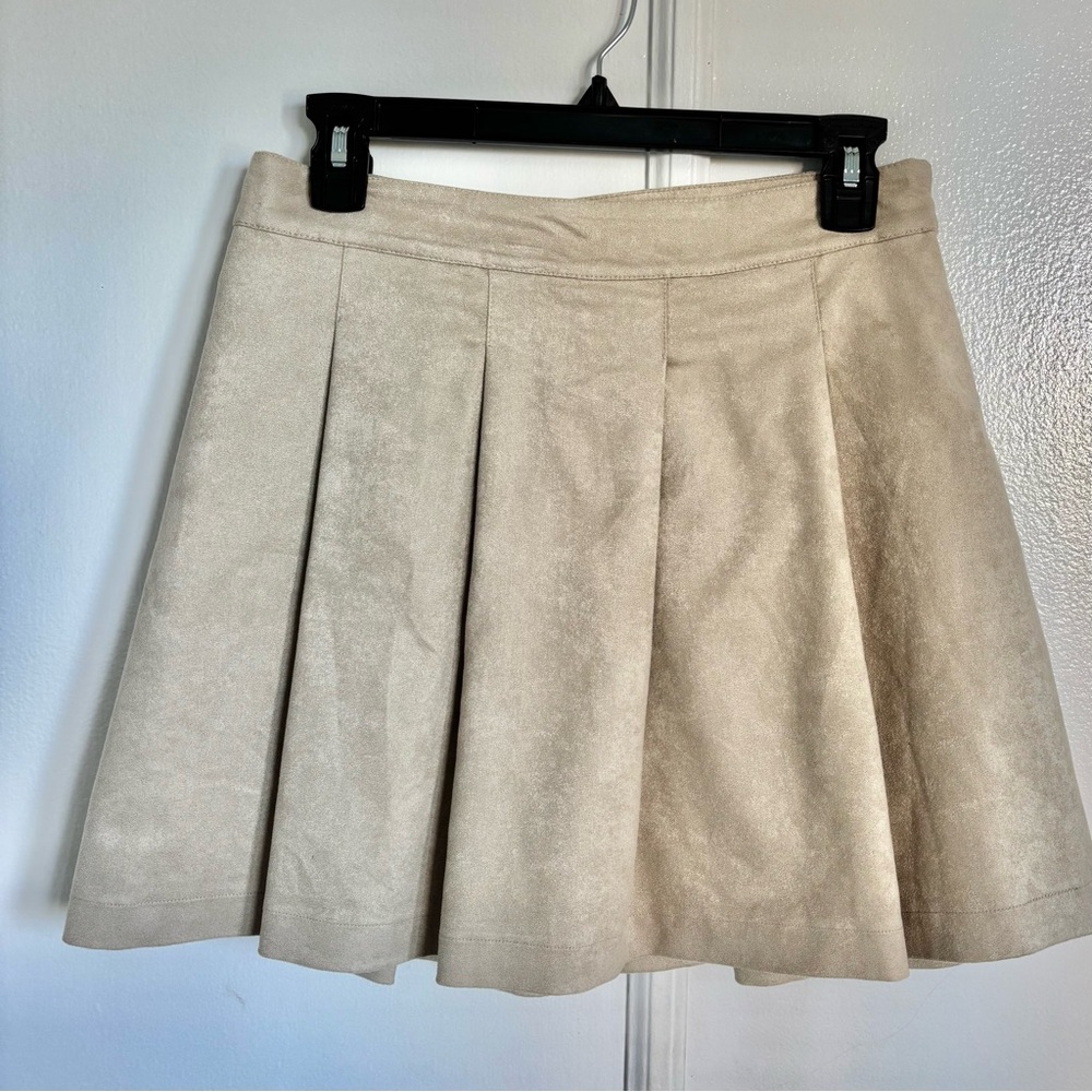Abercrombie & Fitch Elegant Cream Camel Mini Skirt Suede Effect Size M